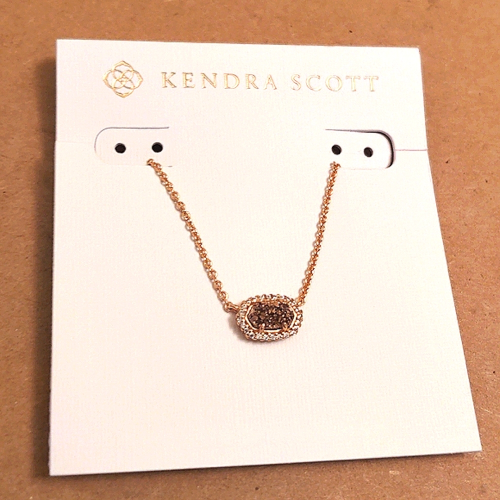 NEW Kendra Scott Chelsea Necklace in Rose Gold Tone Drusy